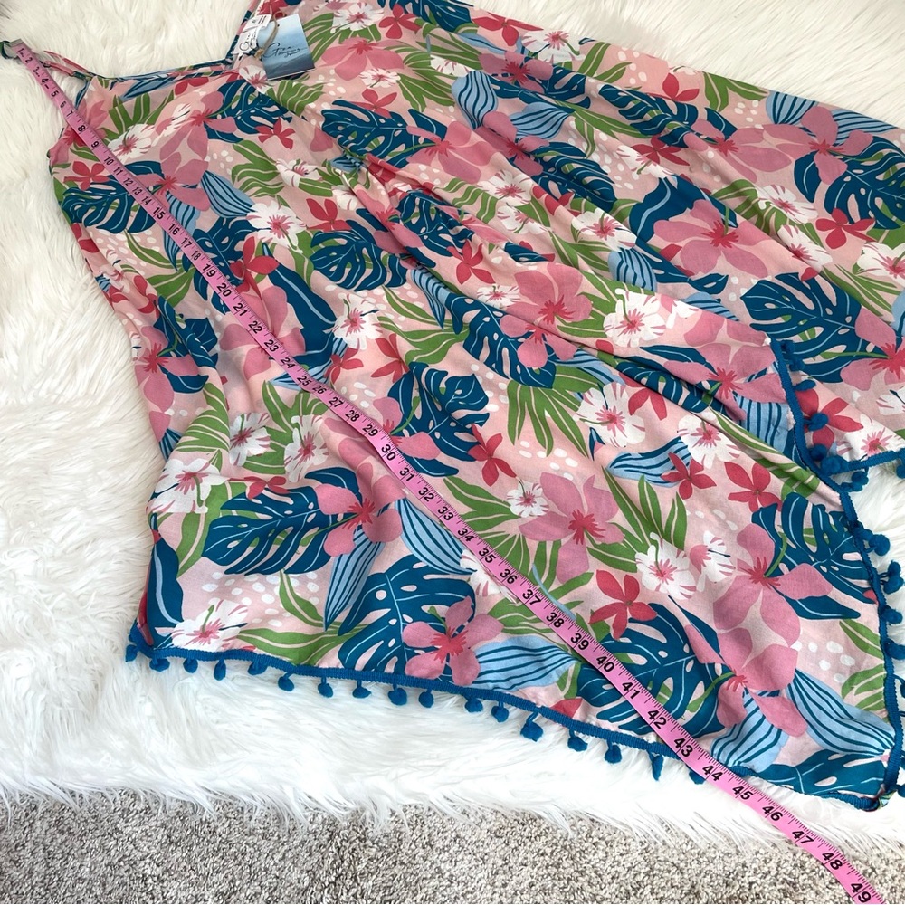 Women’s Pink Tropical Print Swim Cover-Up Dress - Picture 13 of 13